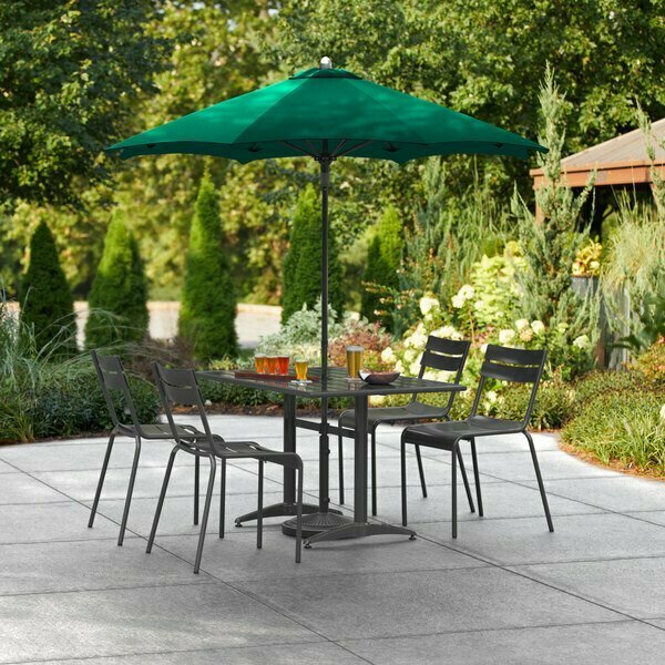 Lancaster Table & Seating 6' Forest Green Push Lift Aluminum Umbrella 164UMBAL06FG